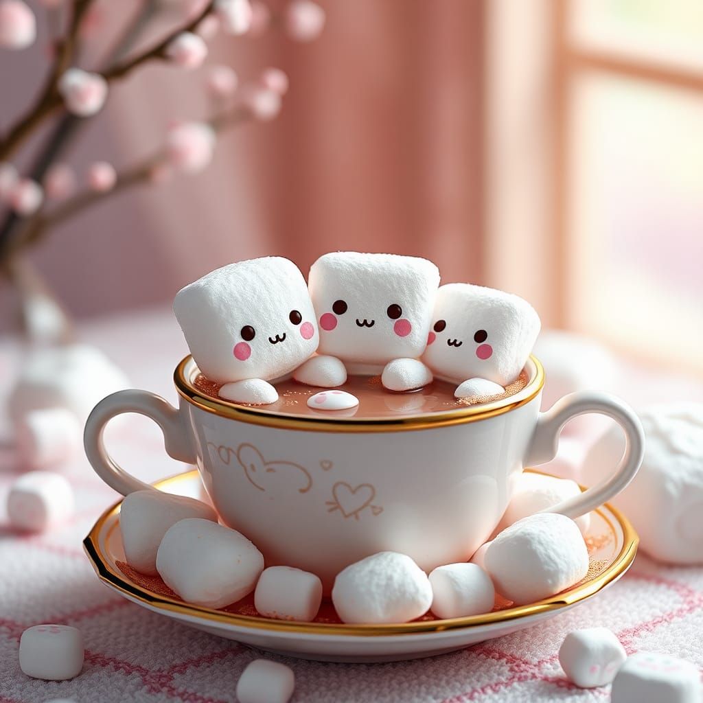 Marshmallowpunk Chibi Marshmallows in Hot Chocolate