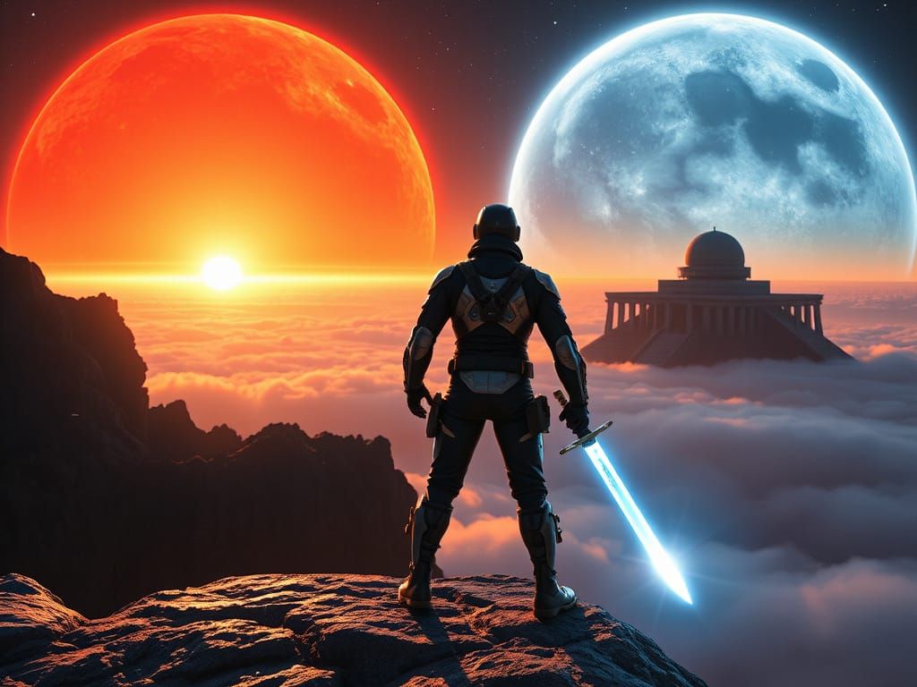 Epic Space Odyssey in Cyberpunk Style