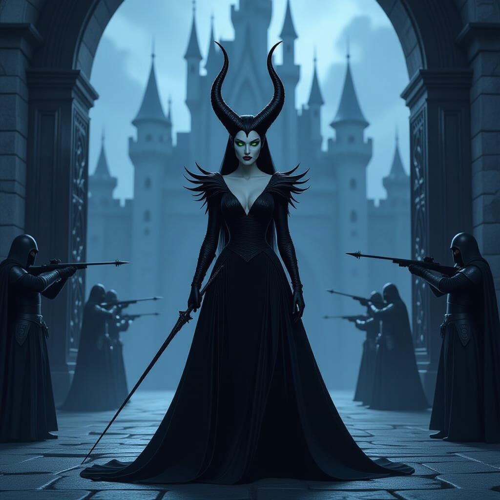 Sorceress Defies Castle Guards in Dramatic Concept Art