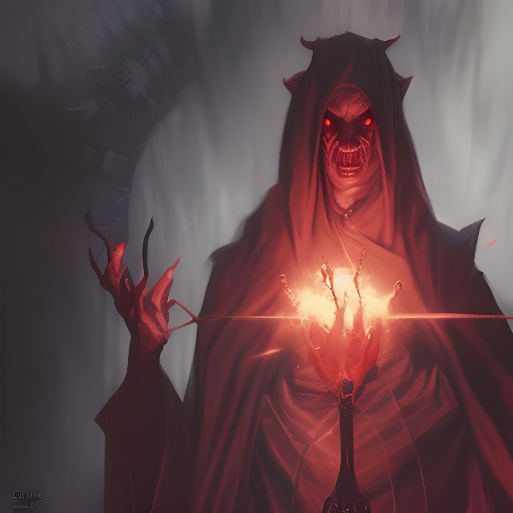 Sinister Demonic Mage in Dark Fantasy Style