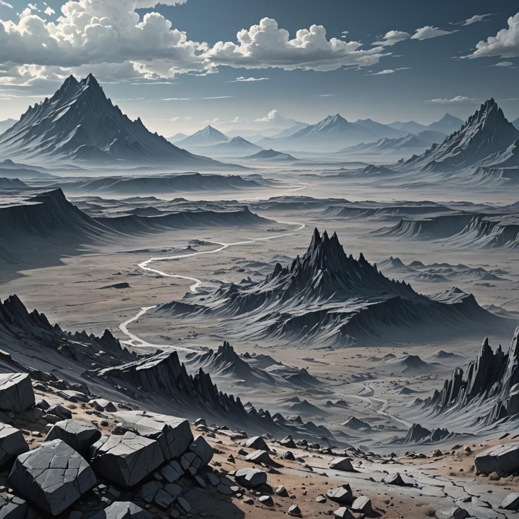 Barren Landscape Concept Art in 3D Anime Style