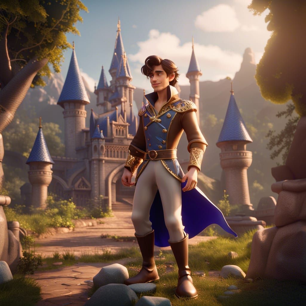 Beautiful Prince in Disney Style, 3D Render