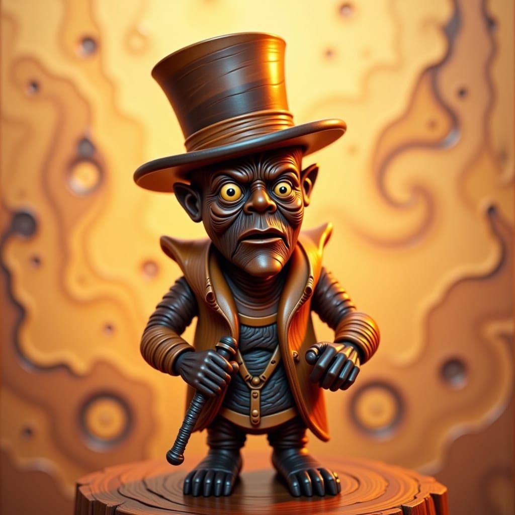 Intricate Wood Sculpture with Golden Light