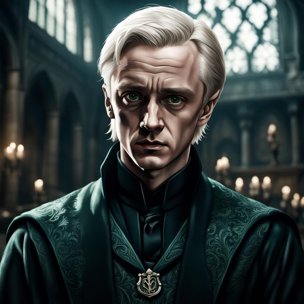 Hyperrealistic Portrait of Draco Malfoy in High Definition
