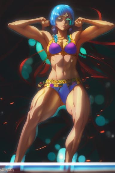 Anime Bodybuilder Portrait in Ghibli Style