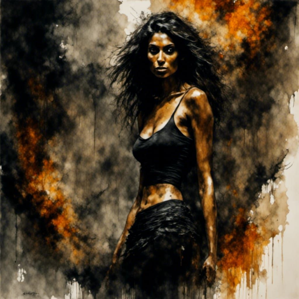 Dark Fantasy Cave Entrance with Woman in Gothic Style