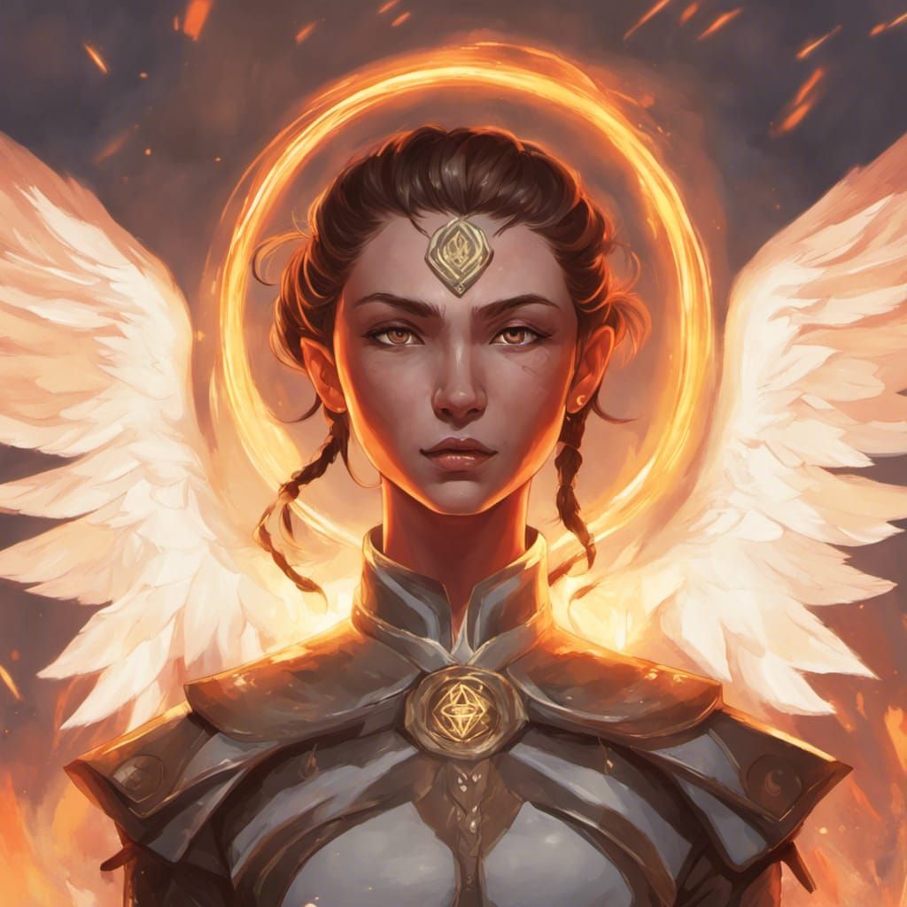 Angelic Aasimar in Fire Nation Attire