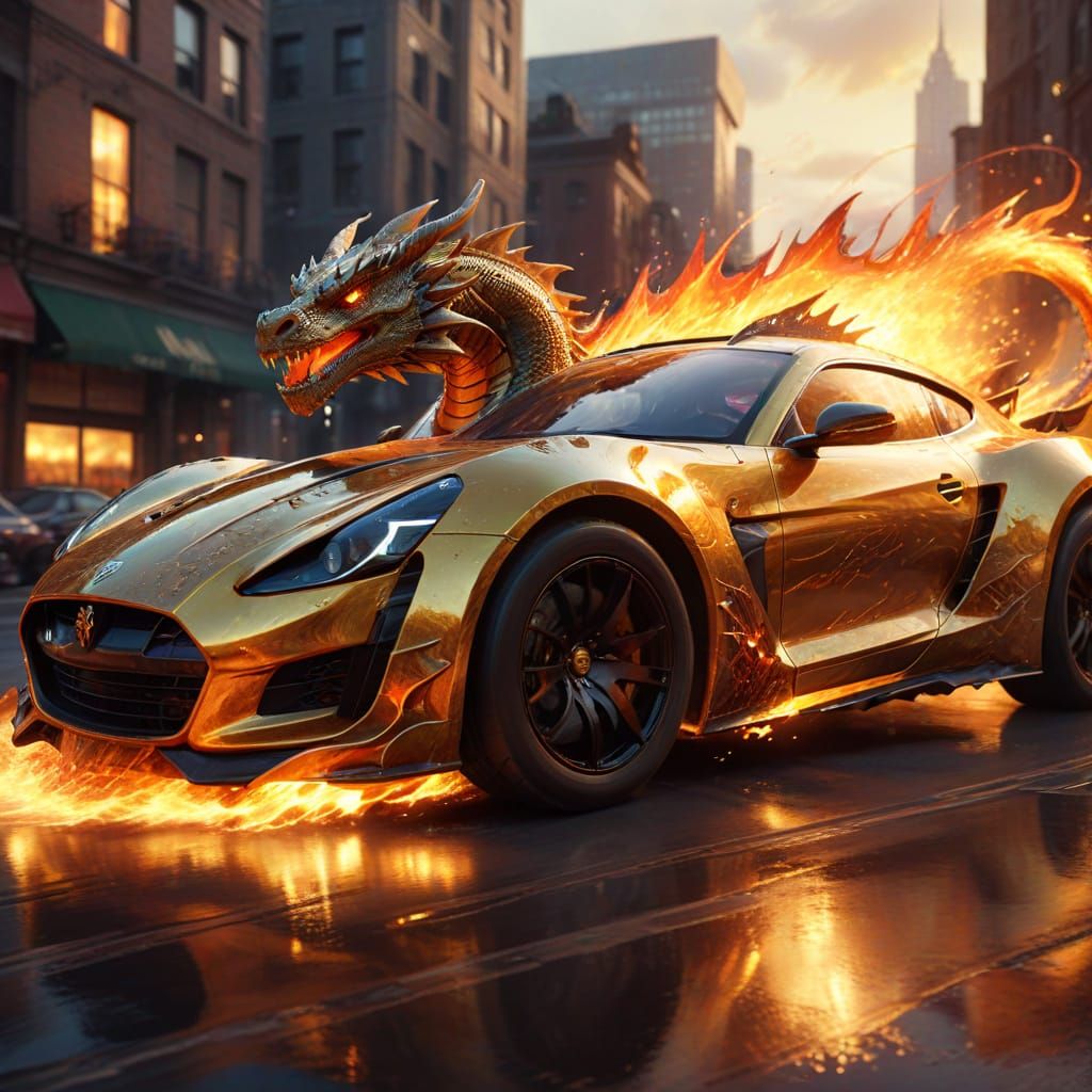 Dragon-Car Concept Art in Digital Painting Style