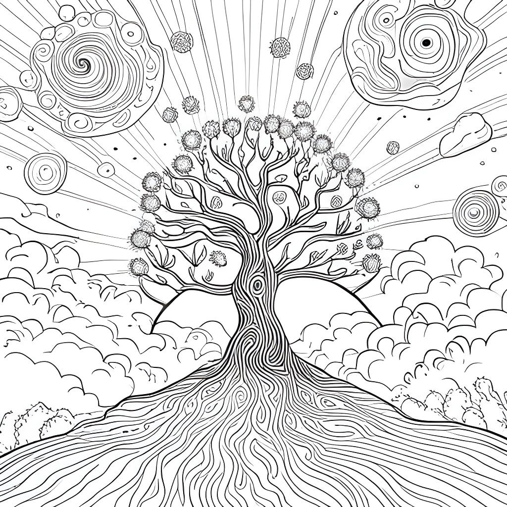 Cosmic Tree Coloring Page