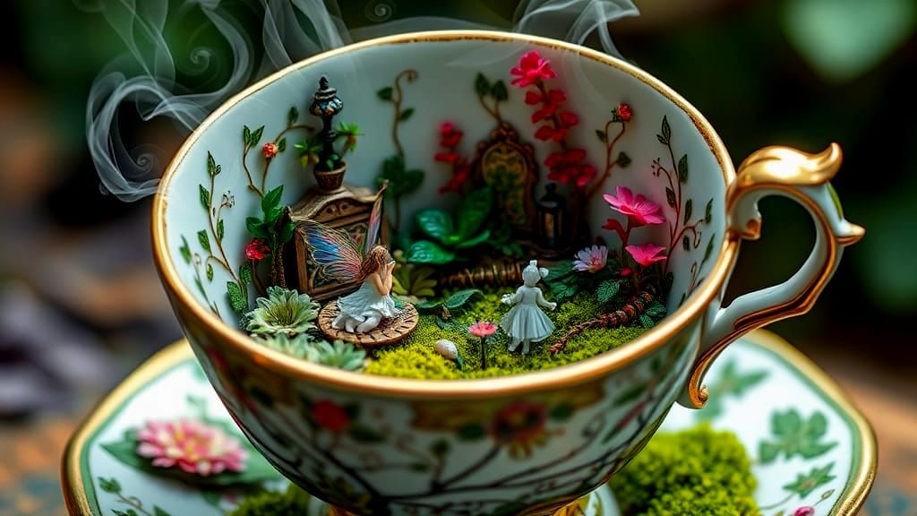 Magical Fairytale Ecosystem Inside a Teacup
