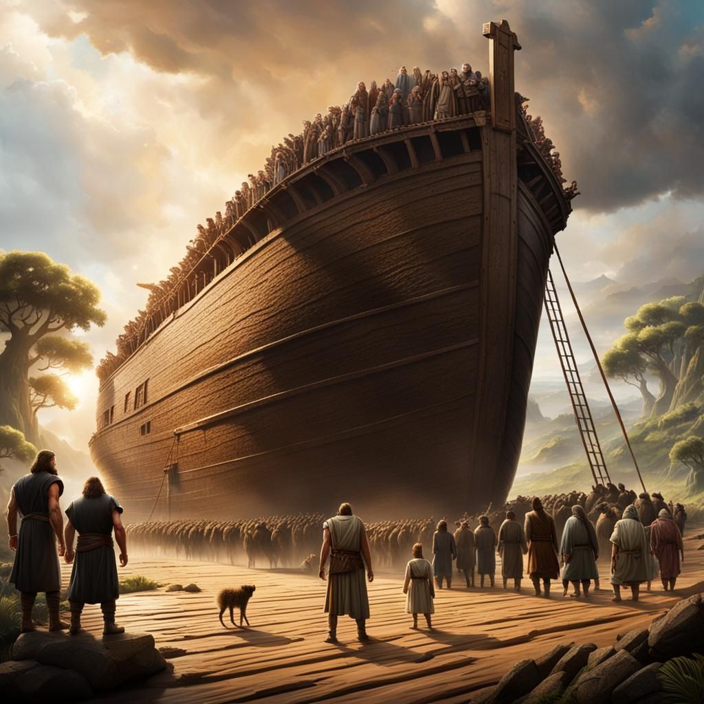 Giants Observe Noah Building the Ark