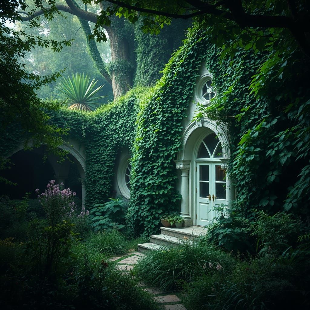 Mystical Garden Gallery in Romantic Digital Art Style