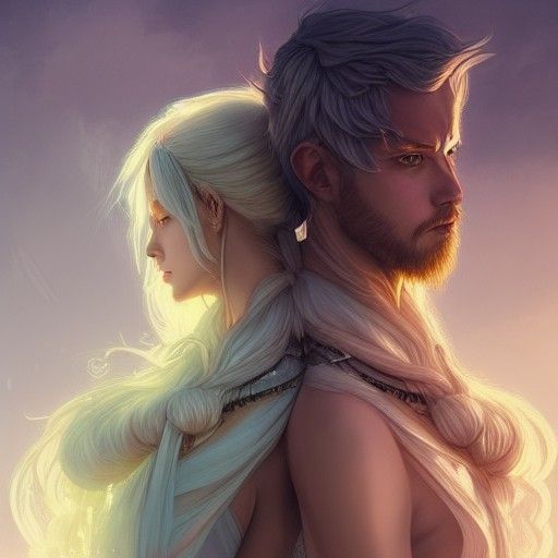 Fantasy Couple with Intricate Armor, Digital Illustration
