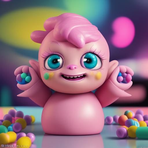 Cute Pill Monster Bobble-Head in Pixar Style