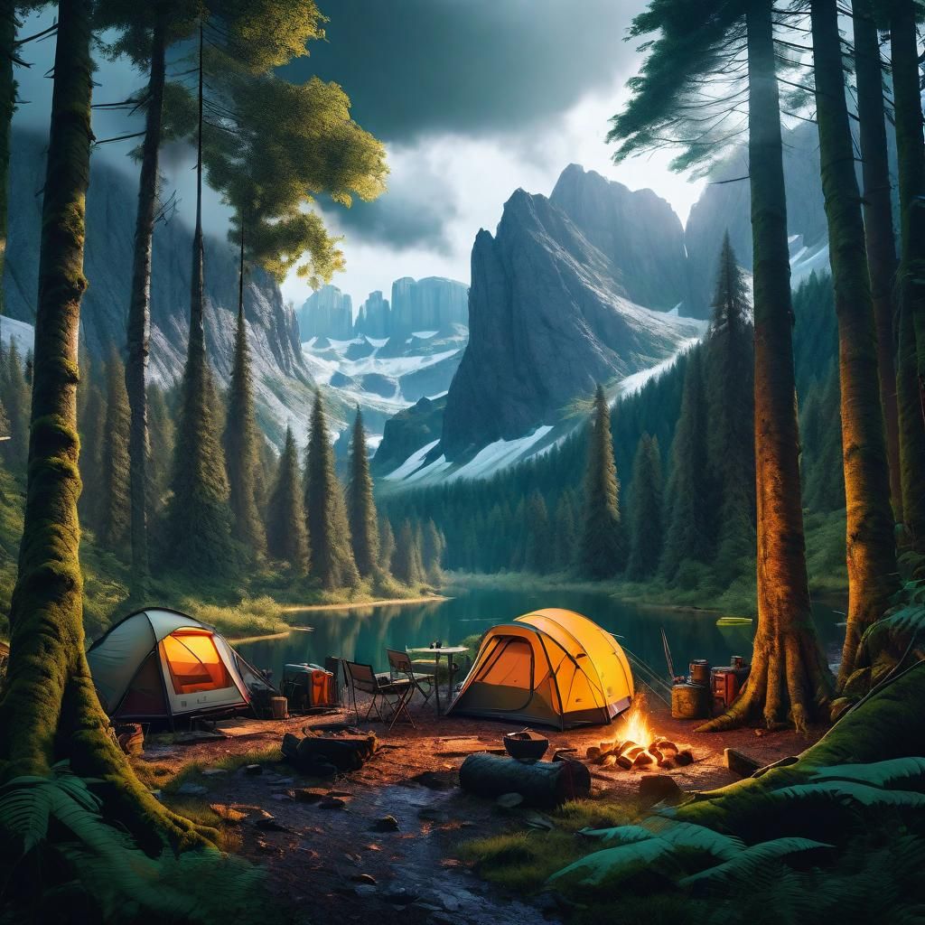 Perfect Campsite in the Woods: Digital Matte Painting