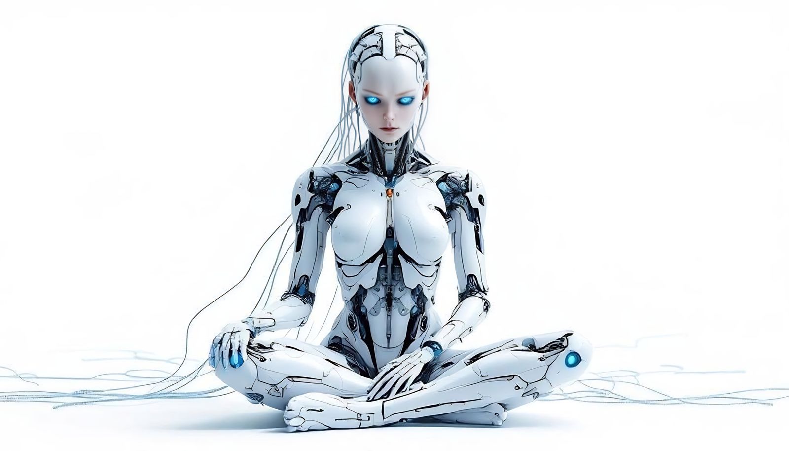 Beautiful Cyborg Meditating: Hyperdetailed Digital Art