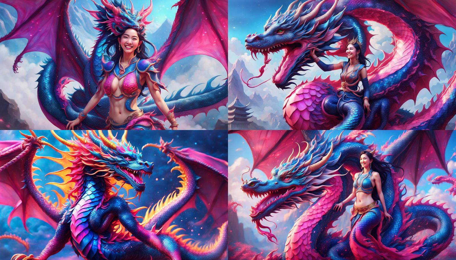 Celestial Dragon Goddess Nuwa in Royal Blue Scales