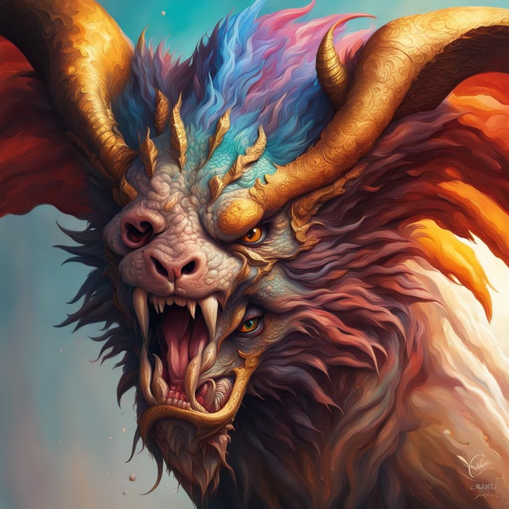 Hyperrealistic Chimera in Splash Art Style