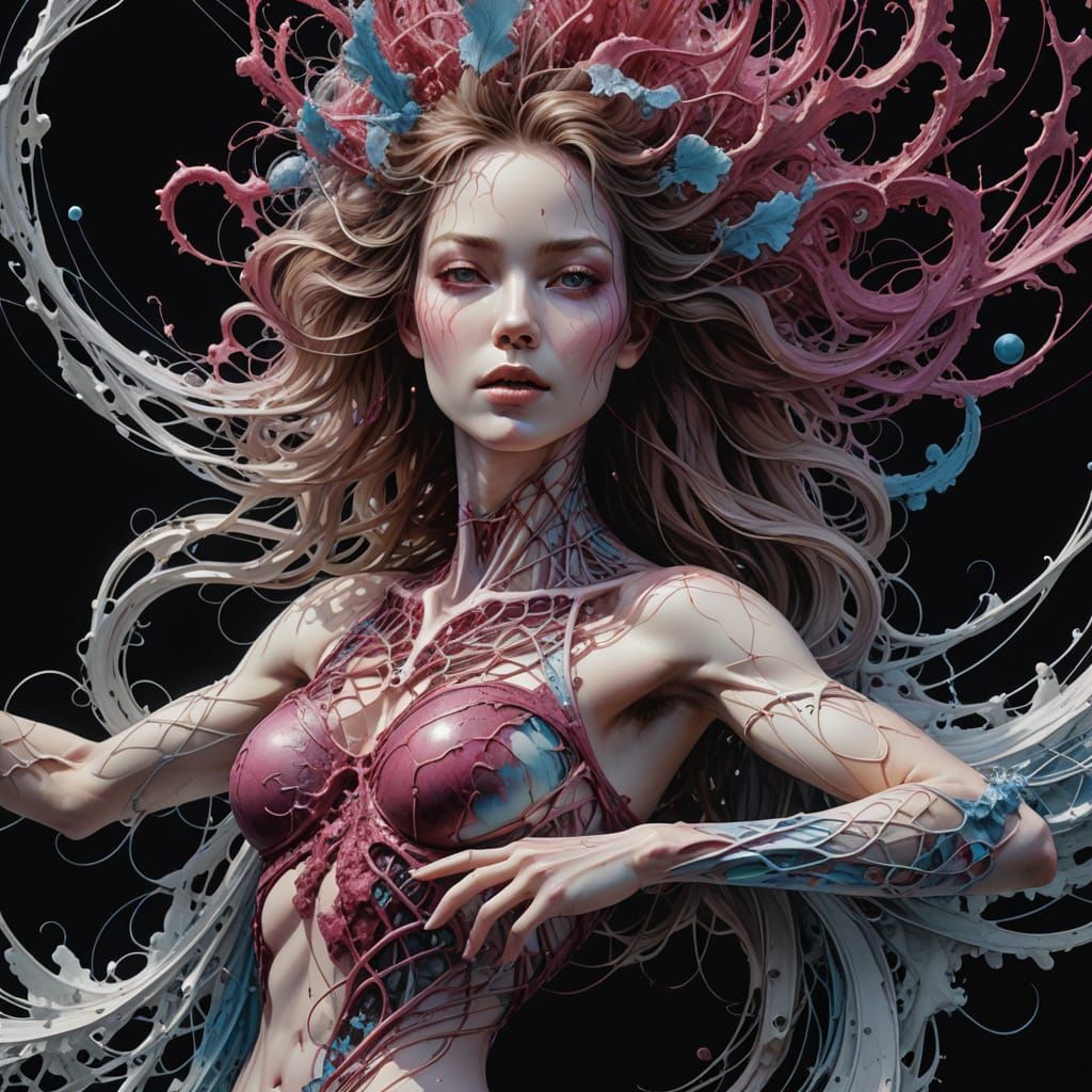 Microscopic Crowd of Women in Abstract Heart Shape