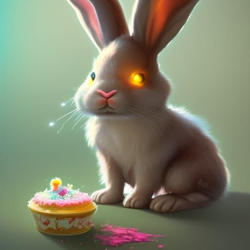 Cute Kawaii Cake Rabbit: Hyperdetailed Concept Art