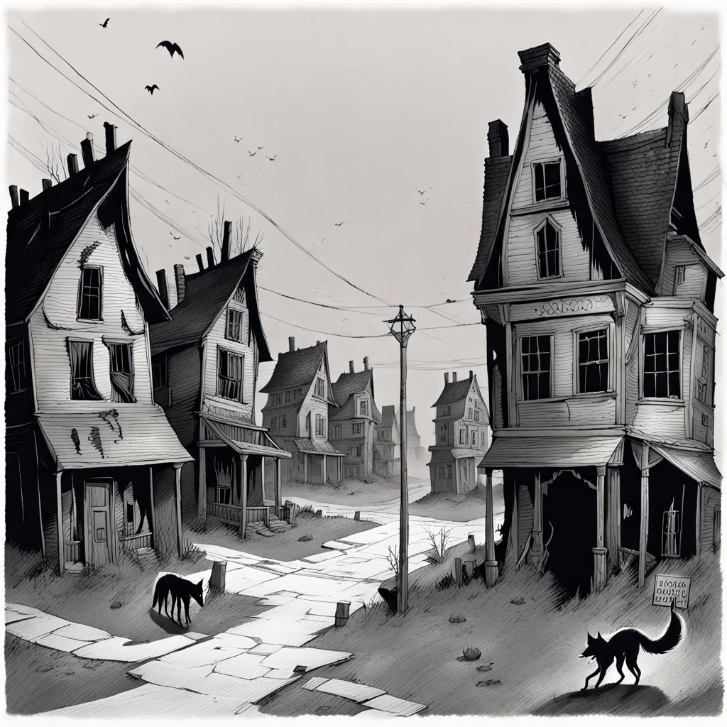 Eerie Abandoned Town with Ghosts and Werewolves