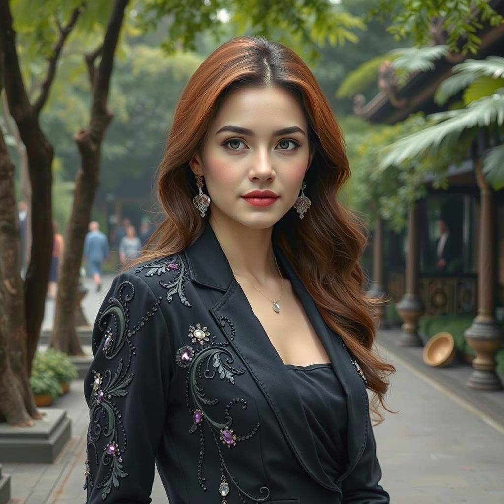 Elegant Woman in Art Nouveau Style Reclining Lavishly