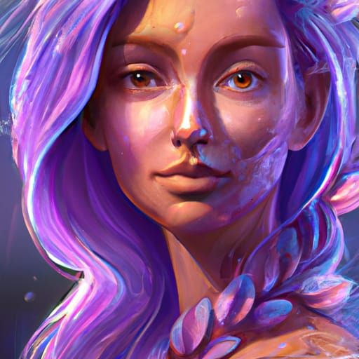 Light Purple Hair Portrait in Hyperdetailed Digital Art