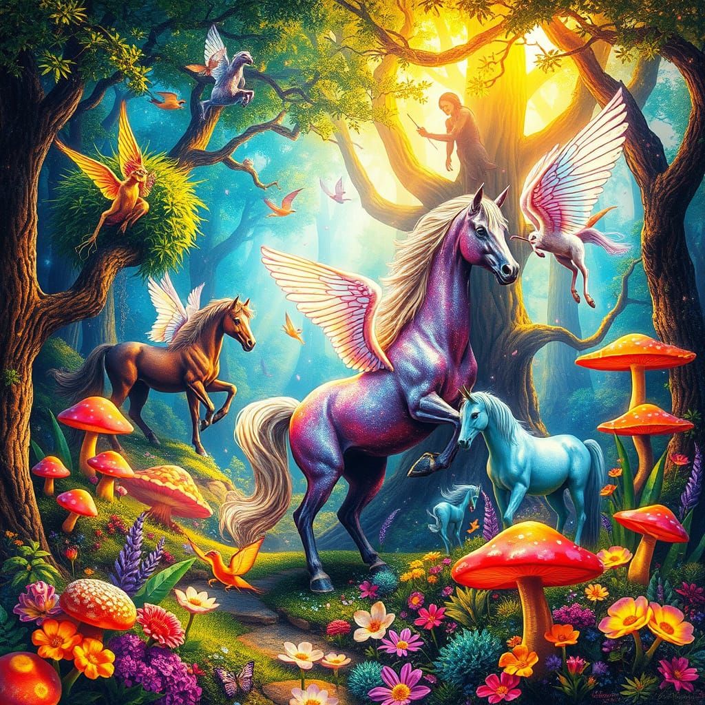 Enchanted Forest in Vibrant Astral Cosmic Style