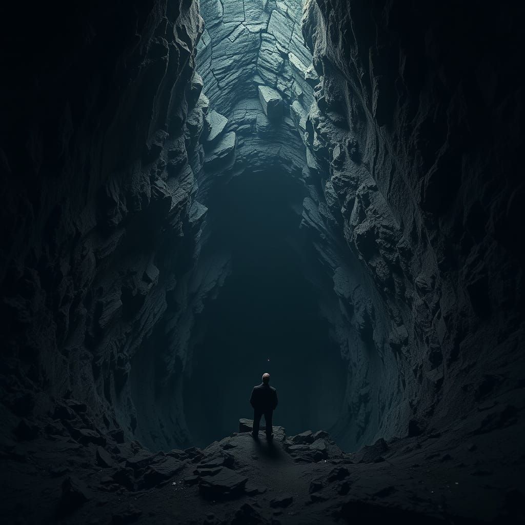 Ominous Deep Hole with Eerie Glow in Photorealistic Style