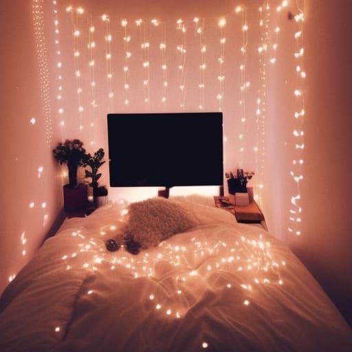 Aesthetic Lo-Fi Bedroom with Fairy Lights