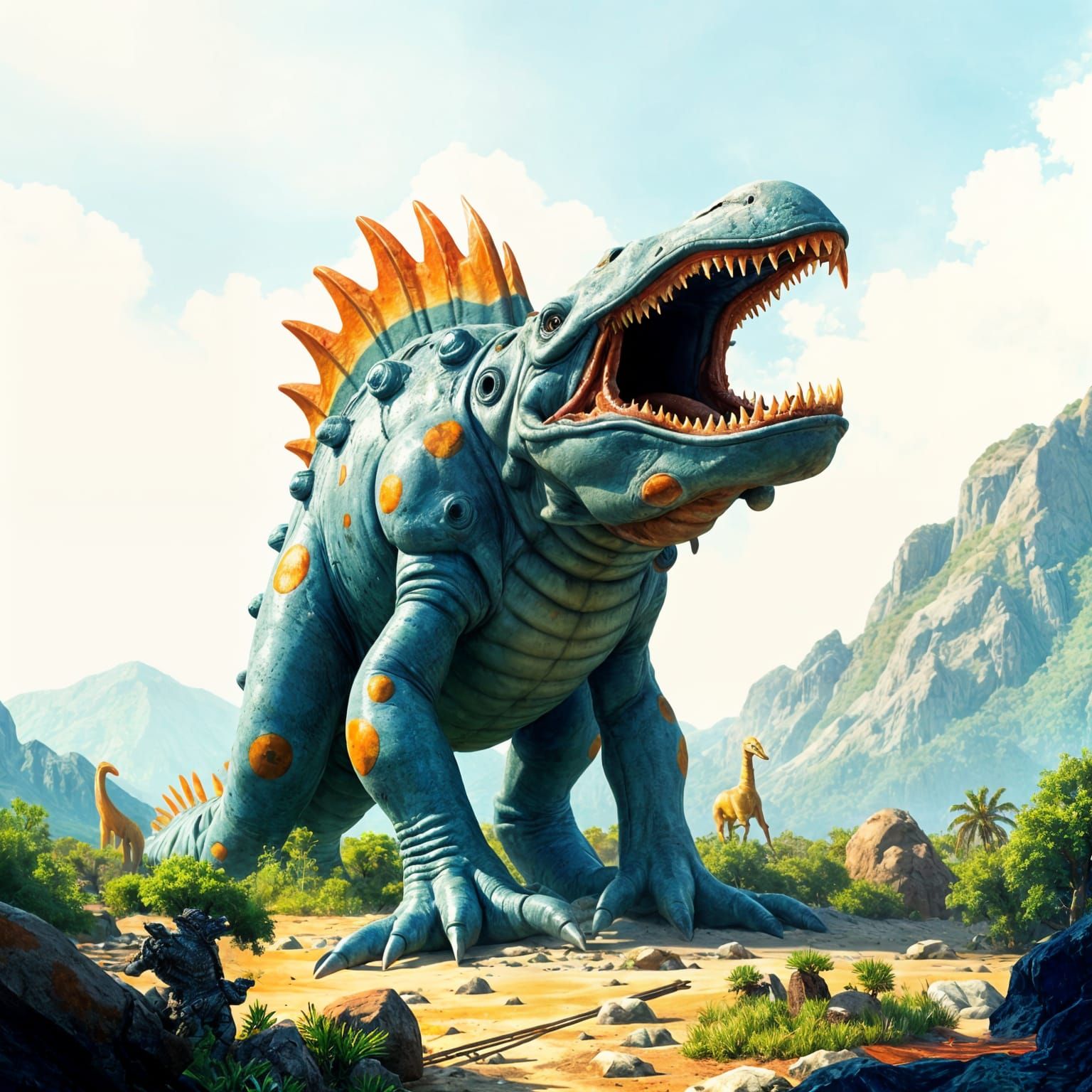 Vibrant Alien Marine Creature in Maximalist Watercolor Style