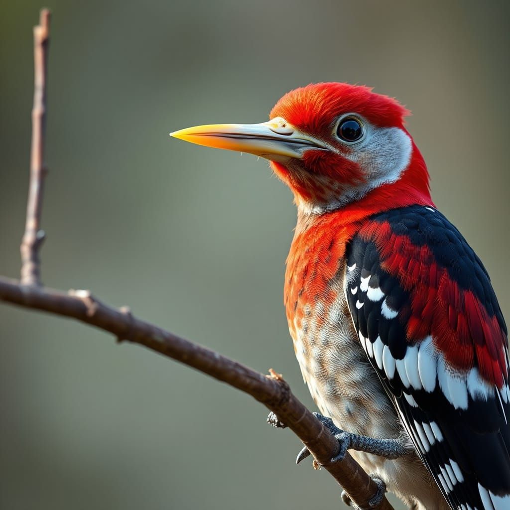 Realistic Portrait of Woody Woodpecker in Plumage