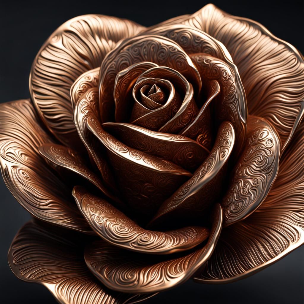 Bronze Rose Sculpture: Hyper Detailed Digital Art