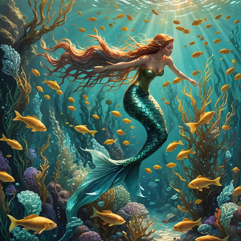 Mermaid in Turquoise Waters: Digital Matte Painting