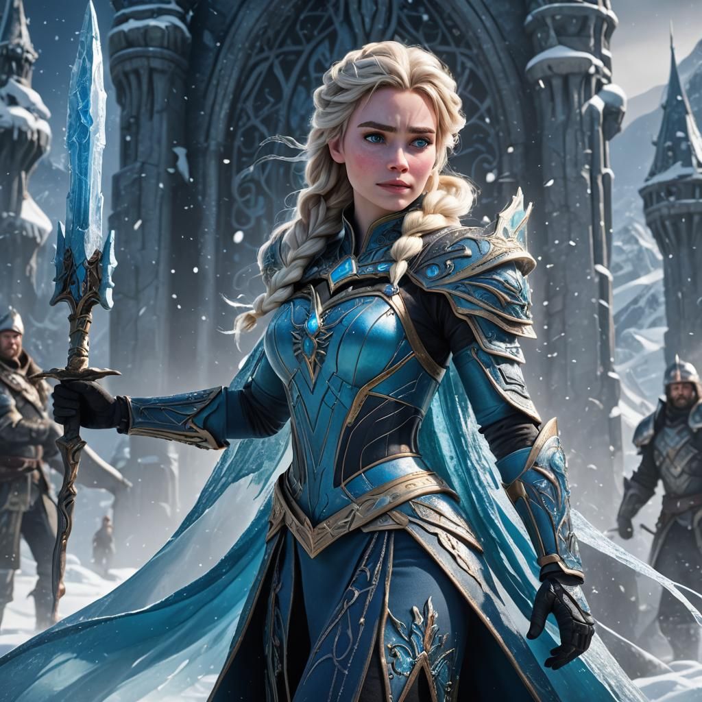 Queen Elsa as an Ice Warrior: Fantasy Art