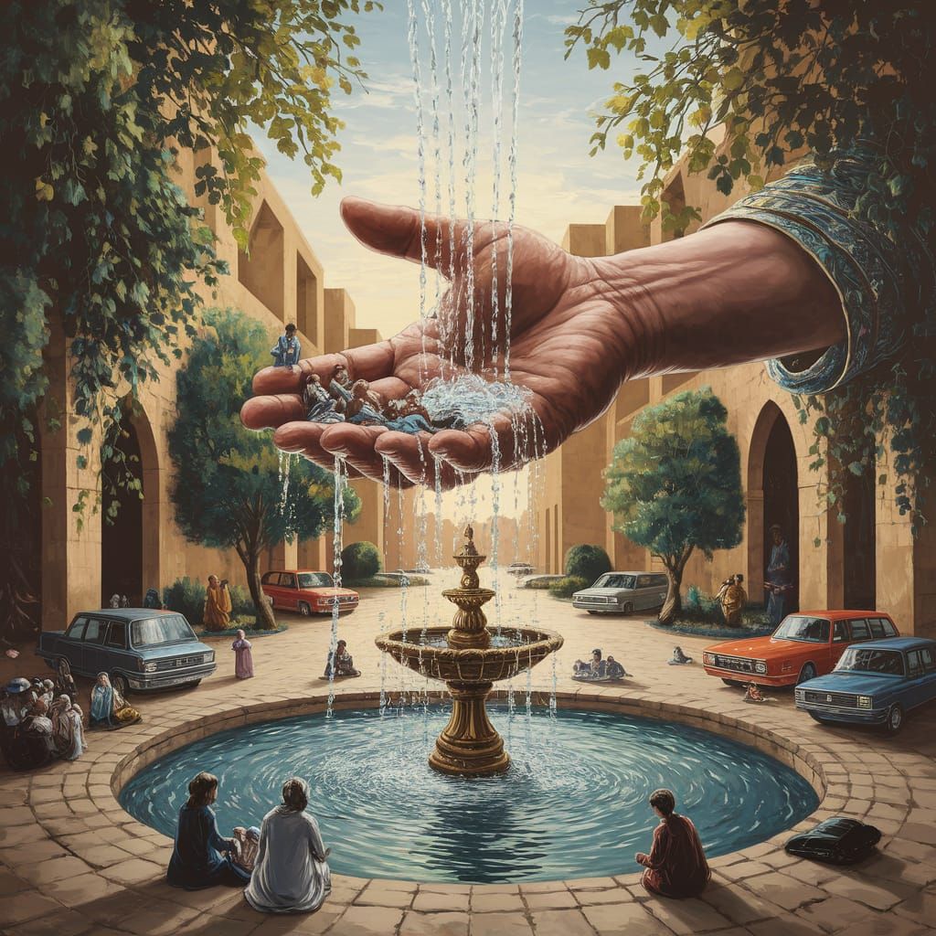 Majestic Islamic Art Oil Painting: An Arabic Metaphor