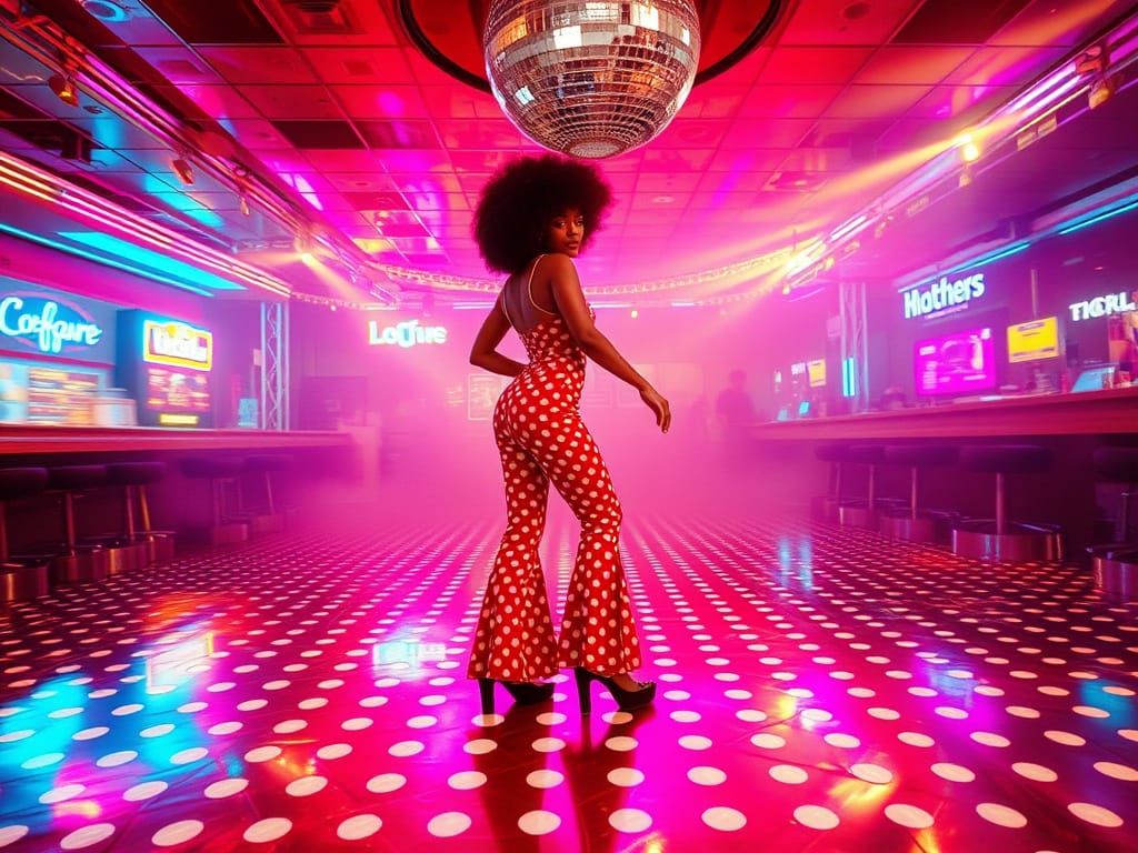 1970s Disco Dance Floor with Glitter Ball