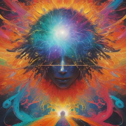 Euphoric Portrait with Butterflies and Dopamine