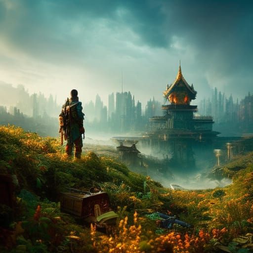 Fierce Otherworldly Figure in Detailed Photorealistic Style