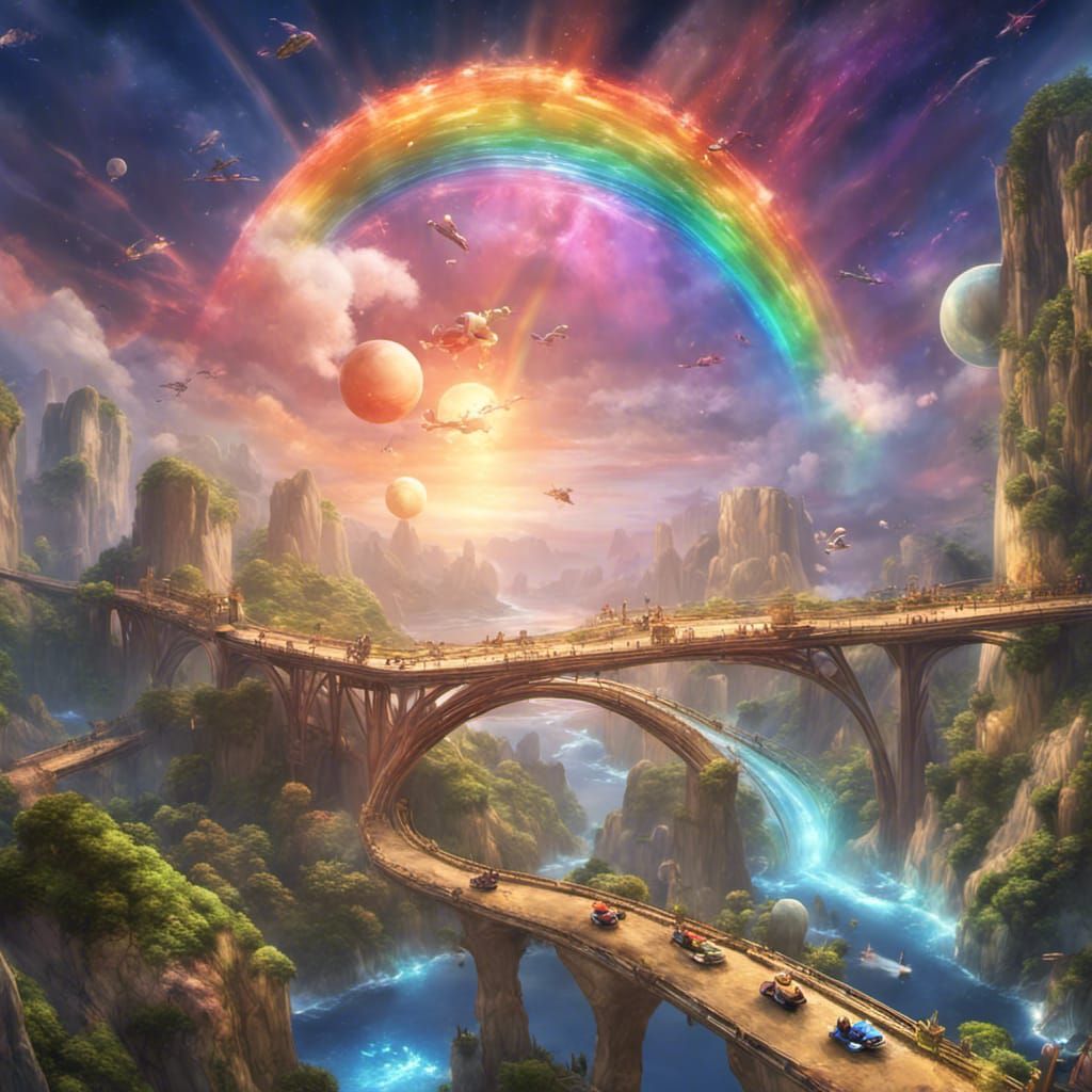 Mariokart Rainbow Road Concept Art in 8K