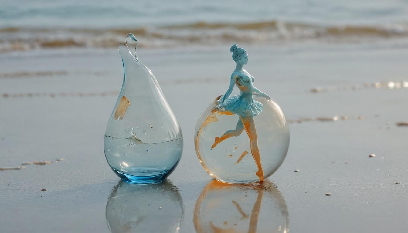 Azure Sea Reflected in Translucent Glass Orange