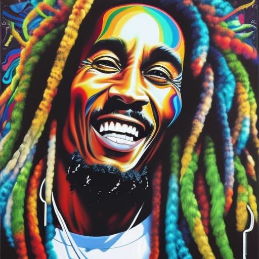 Bob Marley Portrait in Digital Art Style