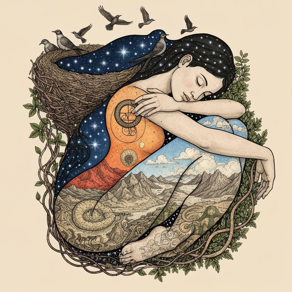 Woman Carrying Star Nest, Nature Intertwined