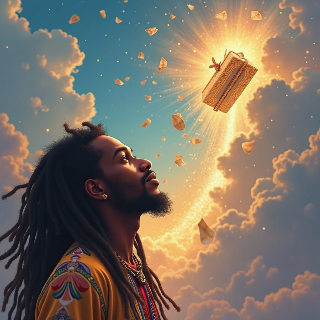 African Man Receives Heavenly Blessing in Vibrant, Dreamy La...