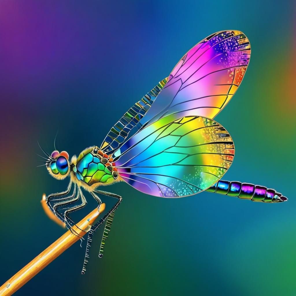 Prismatic Dragonfly with Iridescent Wings