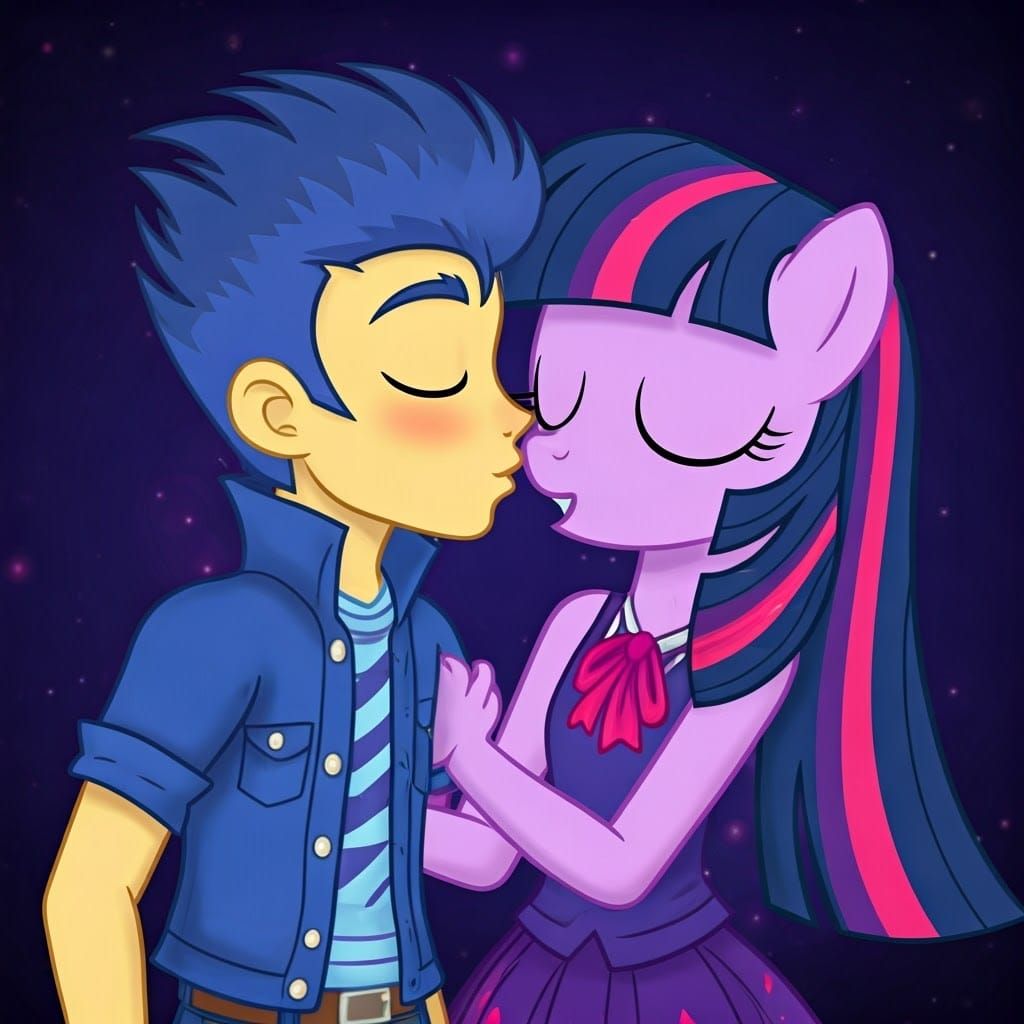 Twilight Sparkle and Flash Sentry Kiss
