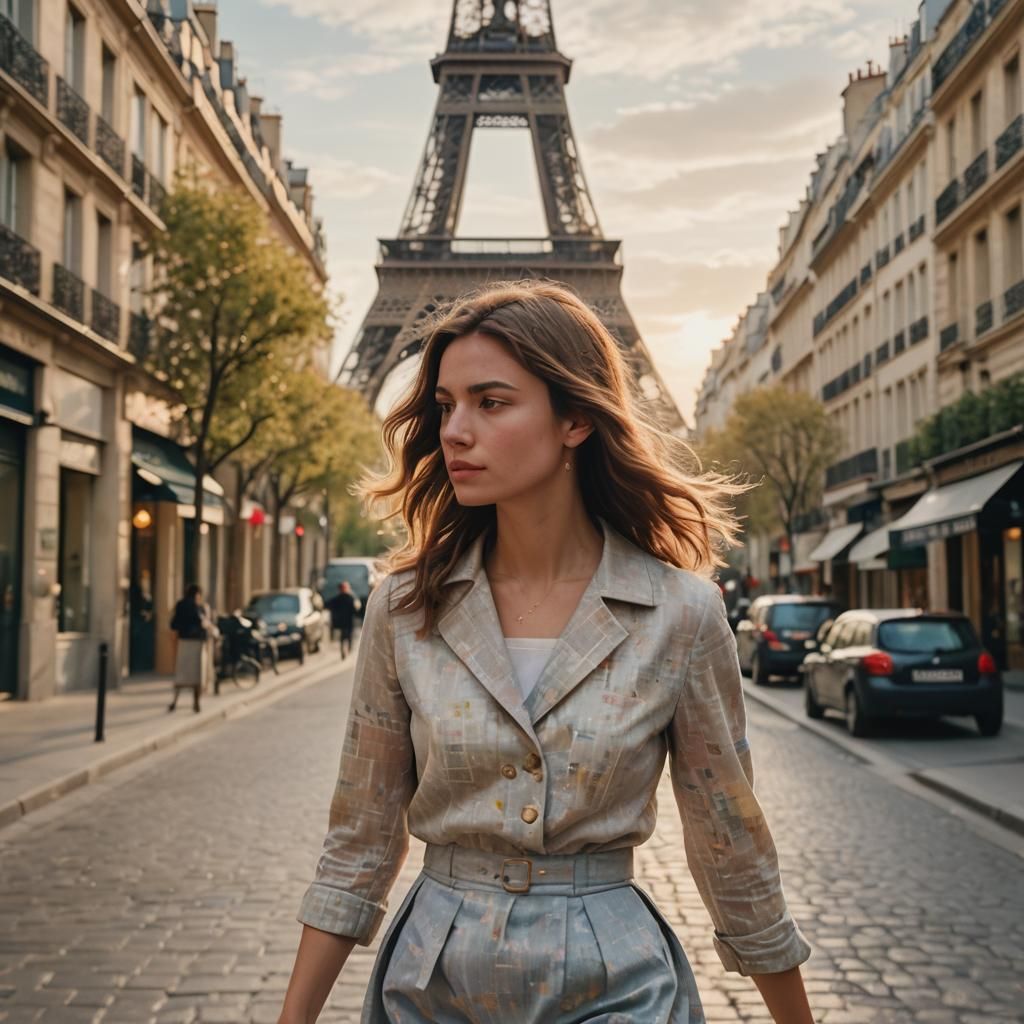 Parisian Woman in French New Wave Style