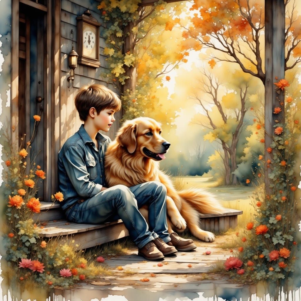 Sentimental Summer Afternoon in Watercolor Style