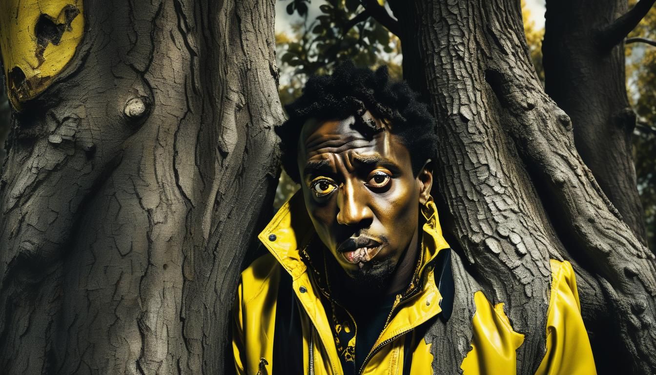 Surreal Portrait of a Man in Yellow Jacket