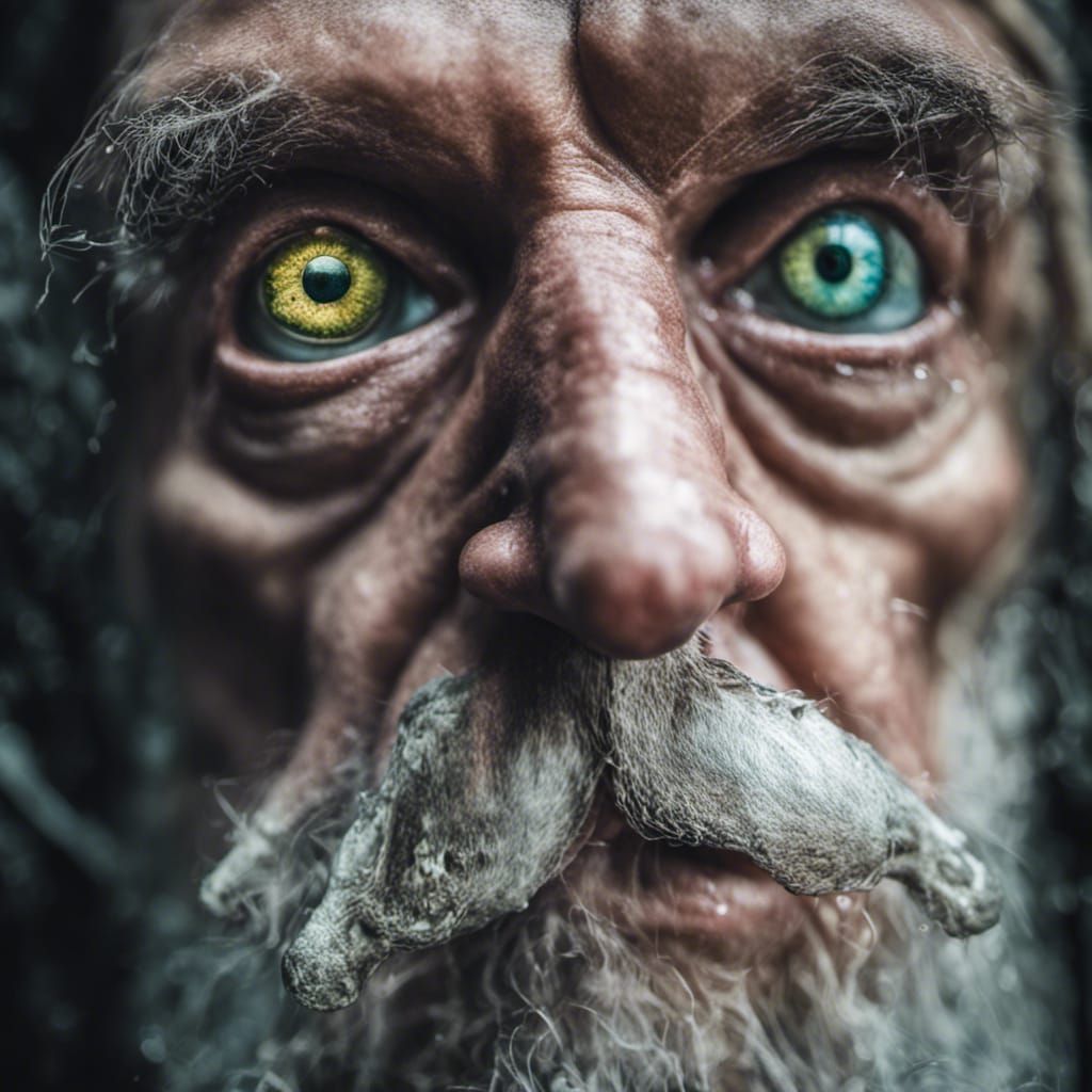 Disturbing Fish-Human Hybrid Portrait in Natural Light